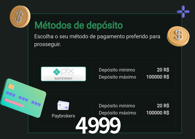 O cassino 4999 oferece uma grande variedade de métodos de pagamento